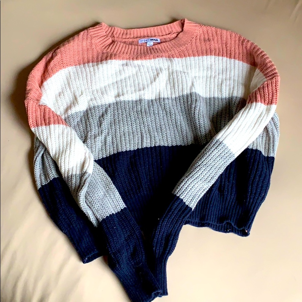 Color block knit sweater